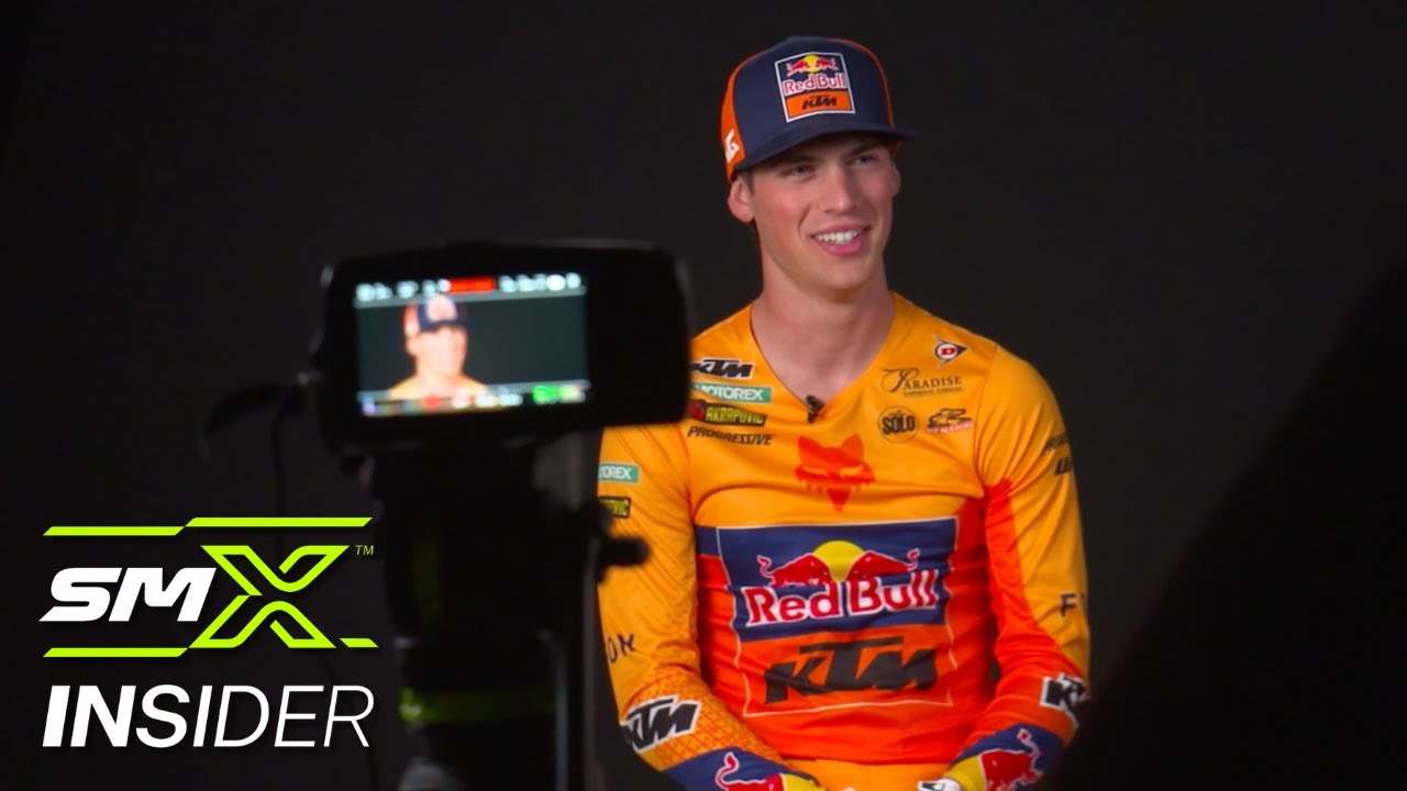 SMX rider being interviewed with SMX Insider logo